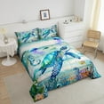 thumbnail image 2 of Coastal Comforter Set Queen,Summer Sea Turtle Jellyfish Bedding Set ,Tropical Starfish Coral Bedding Comforter Sets,Farmhouse Wooden Barn Duvet Insert with 2 Pillowcases Warm, 2 of 5
