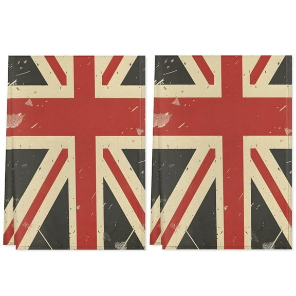 Retro UK Flag Kitchen Towel Set of 2 Soft Absorbent Hand Towels Decorative Dish Towel for Home Kitchen Bathroom Farmhouse Holiday Dish Drying Cloth 17.7x28.3 Inch