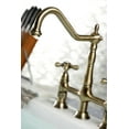 thumbnail image 3 of Kingston Brass KS1273AXBS Heritage Bridge Kitchen Faucet with Brass Sprayer, Antique Brass, 3 of 5