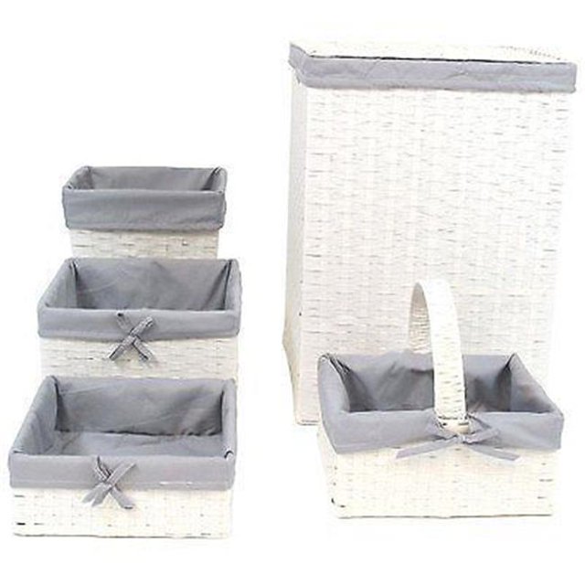 Ensemble de Panier et Panier&44; Blanc et Gris - 5 Pièces