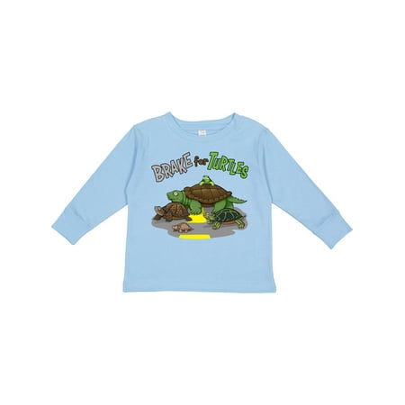 

Inktastic Brake for Turtles- Turtle Crossing Gift Toddler Boy or Toddler Girl Long Sleeve T-Shirt