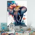 thumbnail image 2 of Designart Cute Elefant Floral Art I Canvas Wall Art, 2 of 5