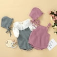 thumbnail image 4 of Cenuakty 2 Pcs Baby's Casual Suit, Sleeveless Button  Knitted Vest Romper, Solid Color Lace-up Elastic Hat, Daily Life, 4 of 8