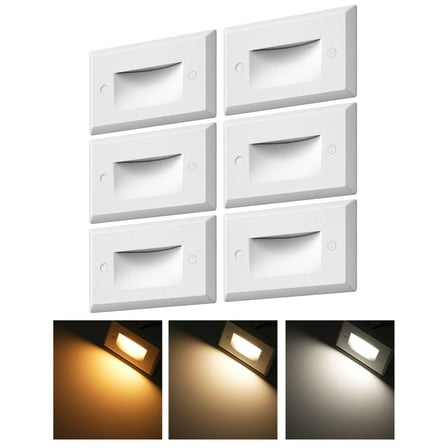EDISHINE 6-Pack 2.5W Dimmable LED Step Lights, Waterproof LED Stair Lights,
