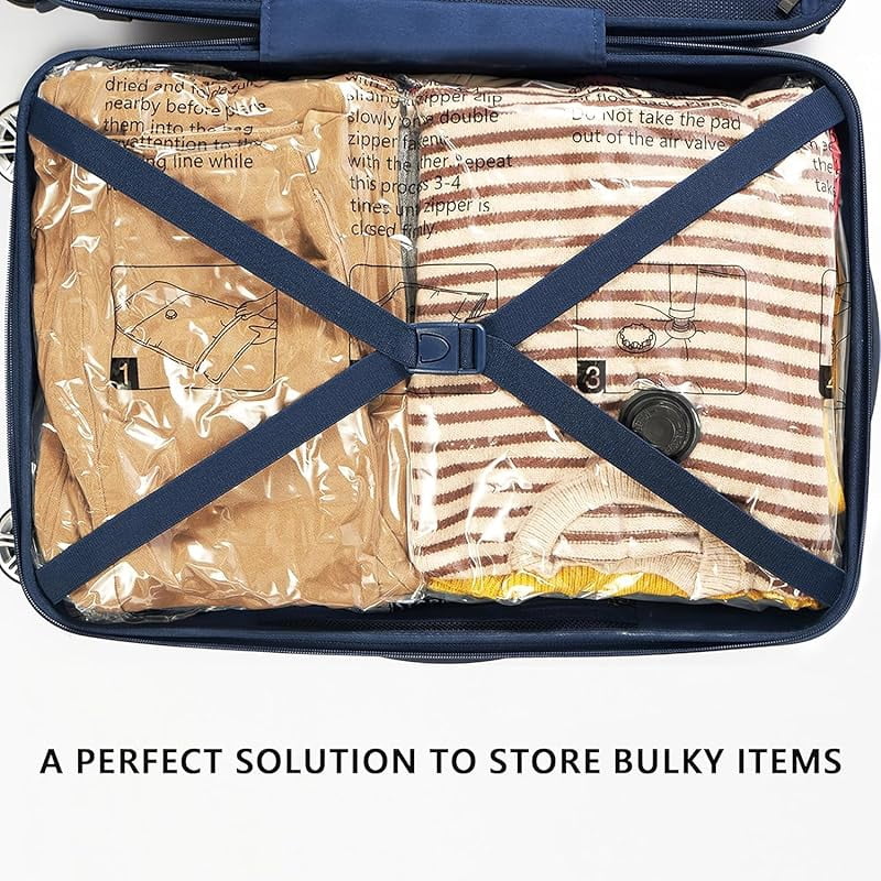 8 Jumbo Vacuum Storage Bags, Vacuum Seal Bags for Clothing, Travel Space Saver Bags for Luggage Clothes Pillows Comforters Blankets Bedding