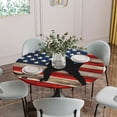 thumbnail image 5 of American Flag Round Tablecloth for 55-60 Inch Tables, Fitted Table Cover with Elastic Edge, Blue Red USA Flag Retro Hockey Waterproof Outdoor Table Cloth Protector for Patio Garden Dinner Picnic, 5 of 9