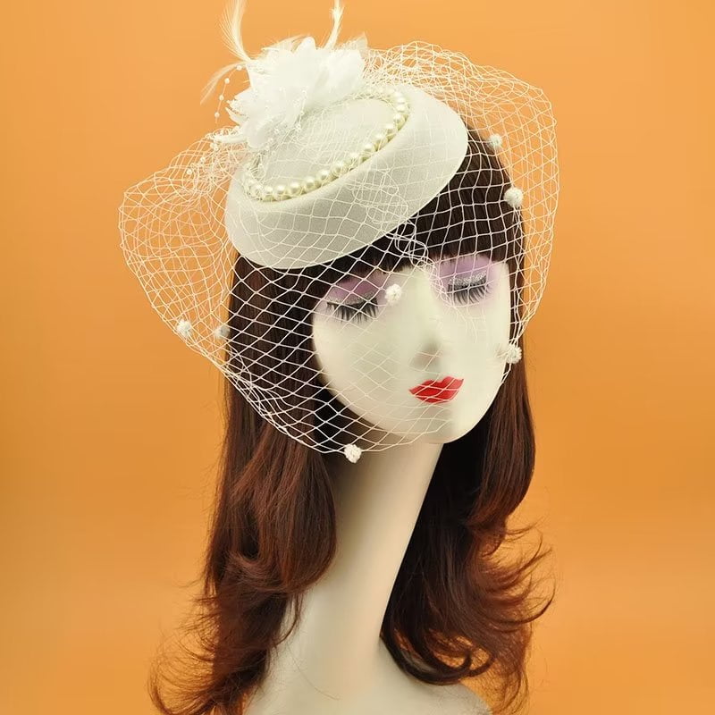 Fascinator Hat Veil Feather Fascinators Hair Clip Tea Party Pillbox
