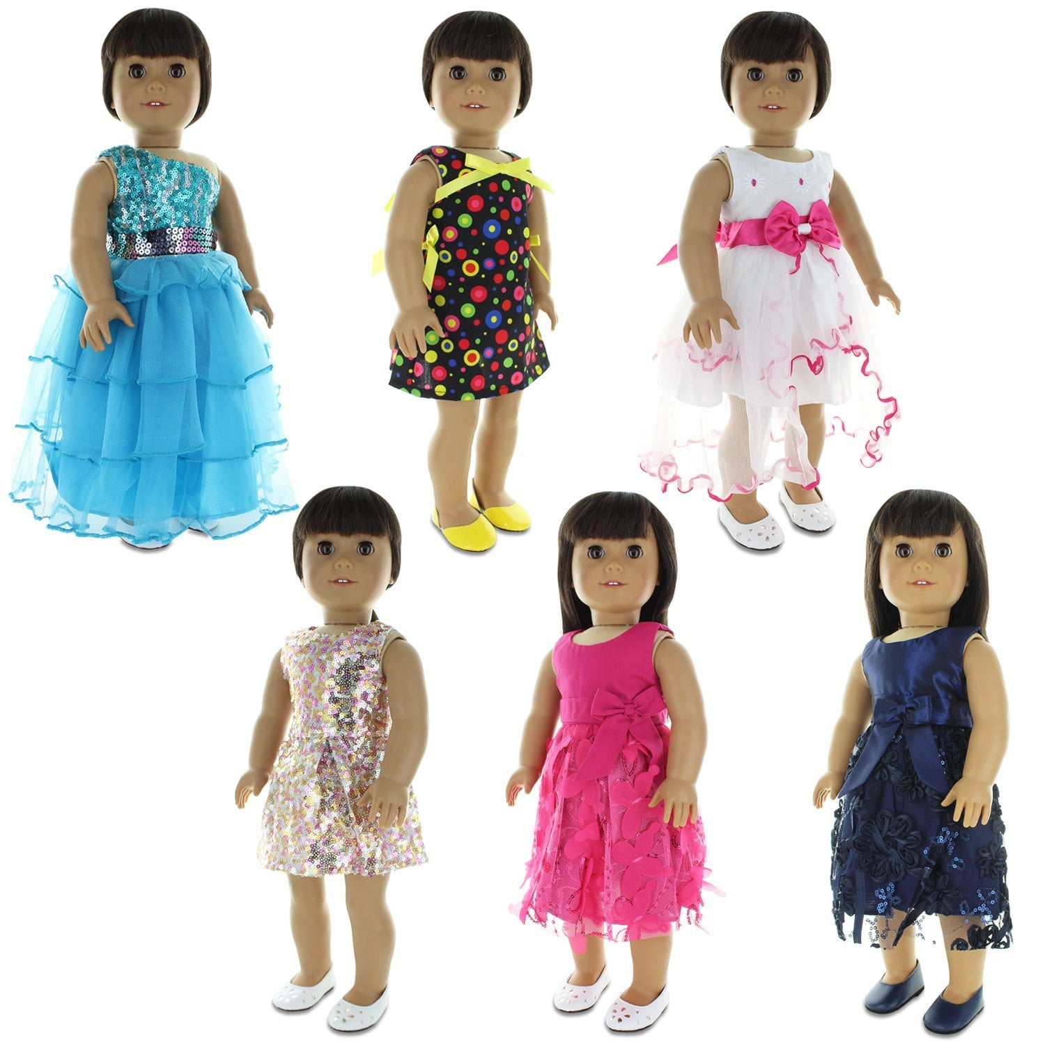 2 Outfits Casual Clothes Off-Shoulder Shirt Style for American 18 inch Girl Doll 