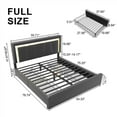 thumbnail image 4 of E-Motie Full Size Bed Frame with 4 Storage Drawers and LED Lights, Upholstered Platform Bed with Adjustable Headboard and Charging Station, Metal Slats Support, Black, 4 of 11