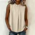 thumbnail image 2 of MOJOGO Tank Tops for Women Mock Neck Sleeveless Blouse Textured Cotton Linen Blend A Line Shirts Casual Office Summer Outfits, 2 of 6
