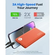 INIU 10000mAh Power Bank,Slimmest 15W Portable Charger, USB C in&Out High-Speed Charging Battery Pack, Compatible with iPhone & Samsung, Orange