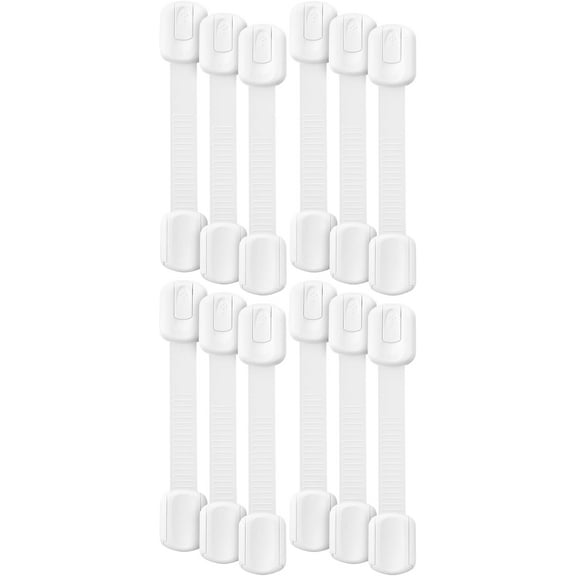 Child Safety Strap Locks, 12 Pack, White Baby Cabinet Locks, Toilet Locks Baby Proof, Child Proof Drawer Locks, Cabinet Baby Locks for Cabinets, Child Proof Cabinet Locks, Drawer Child Locks