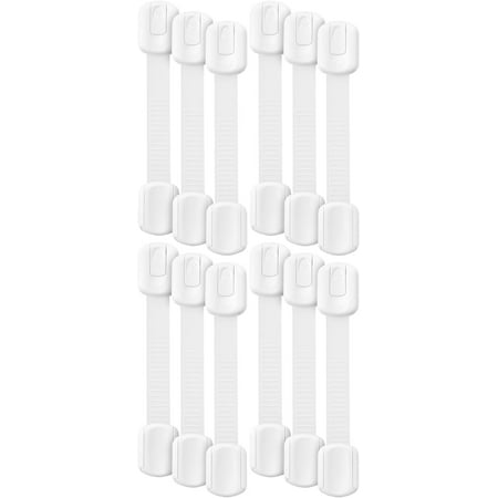 Bates- Child Safety Strap Locks, 12 Pack, White Baby Cabinet Locks
