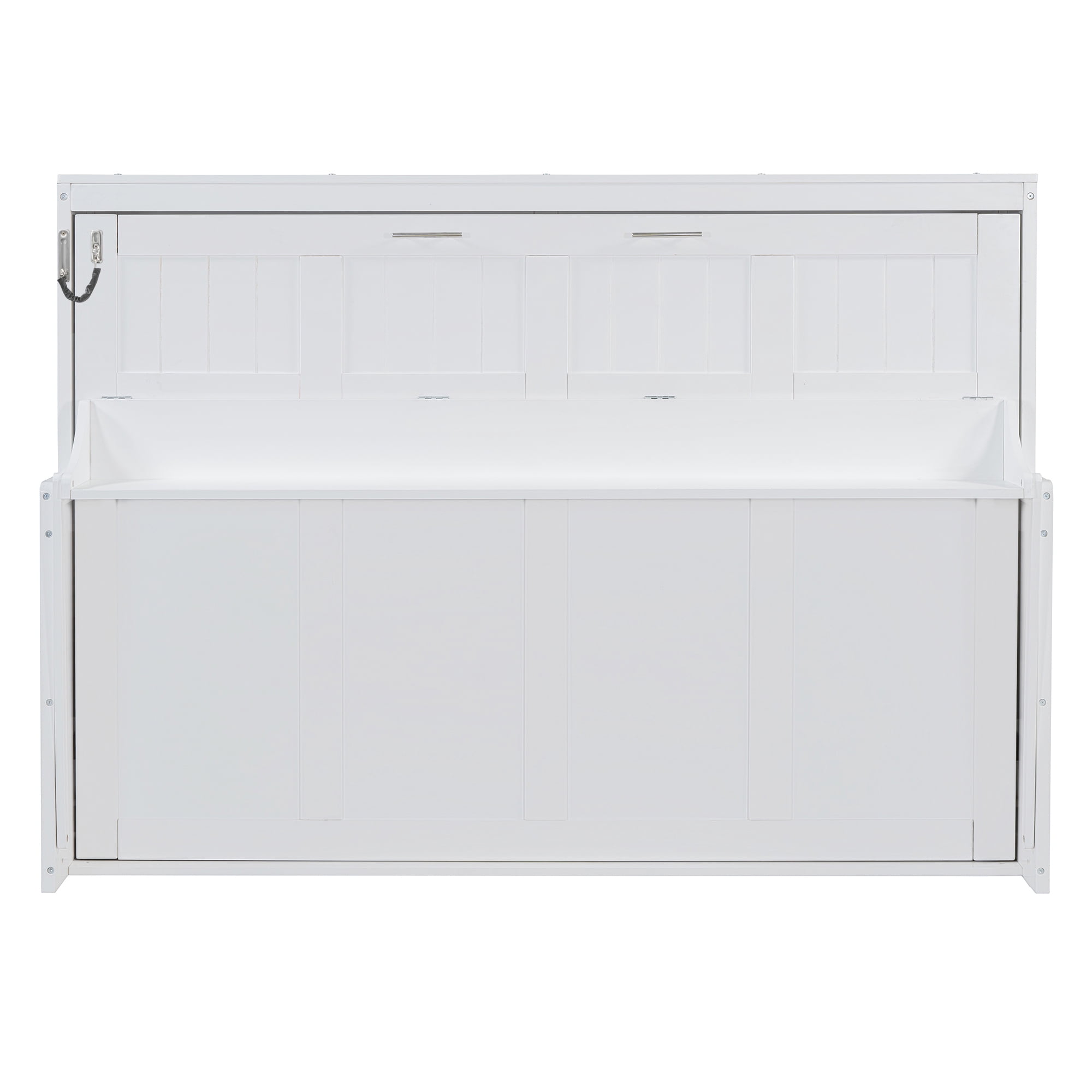 Mintazer Full Wall Murphy Bed with Desk & Hydraulic Lift, Multifunctional Foldable Bed for Small Spaces Apartments, White
