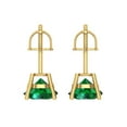 thumbnail image 4 of Clara Pucci 3Ct Emerald Round Cut VVS1 Screw Back Stud 14k Solid hypoallergenic Gold Designer Earrings For May, 4 of 7
