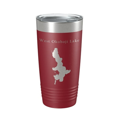 

West Okoboji Lake Map Tumbler Travel Mug Insulated Laser Engraved Coffee Cup Iowa 20 oz Maroon