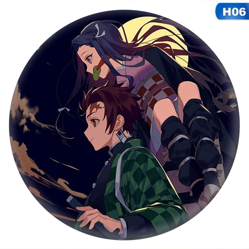 Kaboer KABOER 2Pcs Anime Demon Slayer Kimetsu No Yaiba Button Brooch 