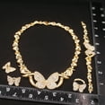 thumbnail image 3 of Women's Hugs & Kisses XOXO 18k Real Gold Plated Layered 4 Pieces Necklace Set Shiny Real Looking Diamond Butterfly Pedant Includes Necklace Bracelet Ring Earrings, 3 of 5