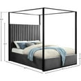thumbnail image 5 of Meridian Furniture Jax Solid Wood and Velvet Queen Bed in Gray, 5 of 6