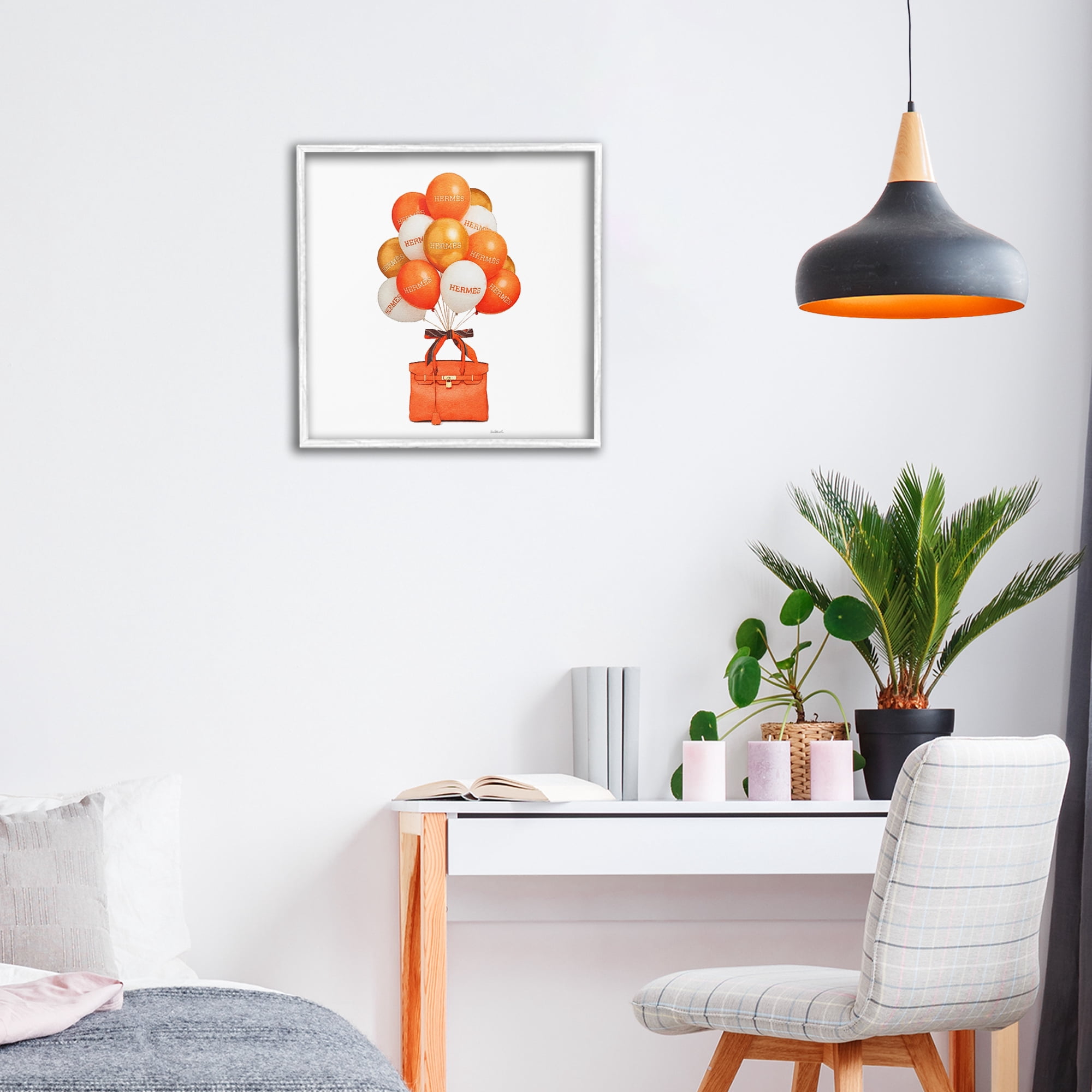 Stupell Industries Orange Handbag & Balloons White Framed Giclee Art, design by Amanda Greenwood