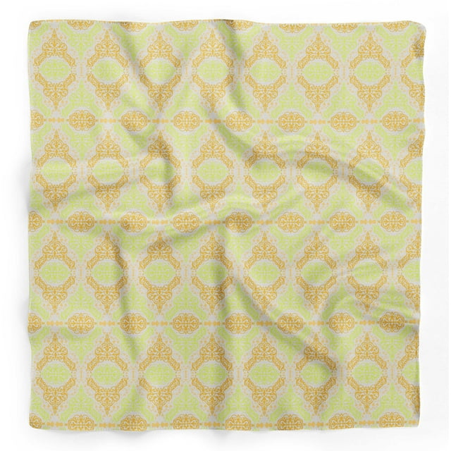 Bimba Gold Seamless Damask Pure Silk Printed Head Bandanas Summer Neck Wrap Scarf 40 x 40 Inches