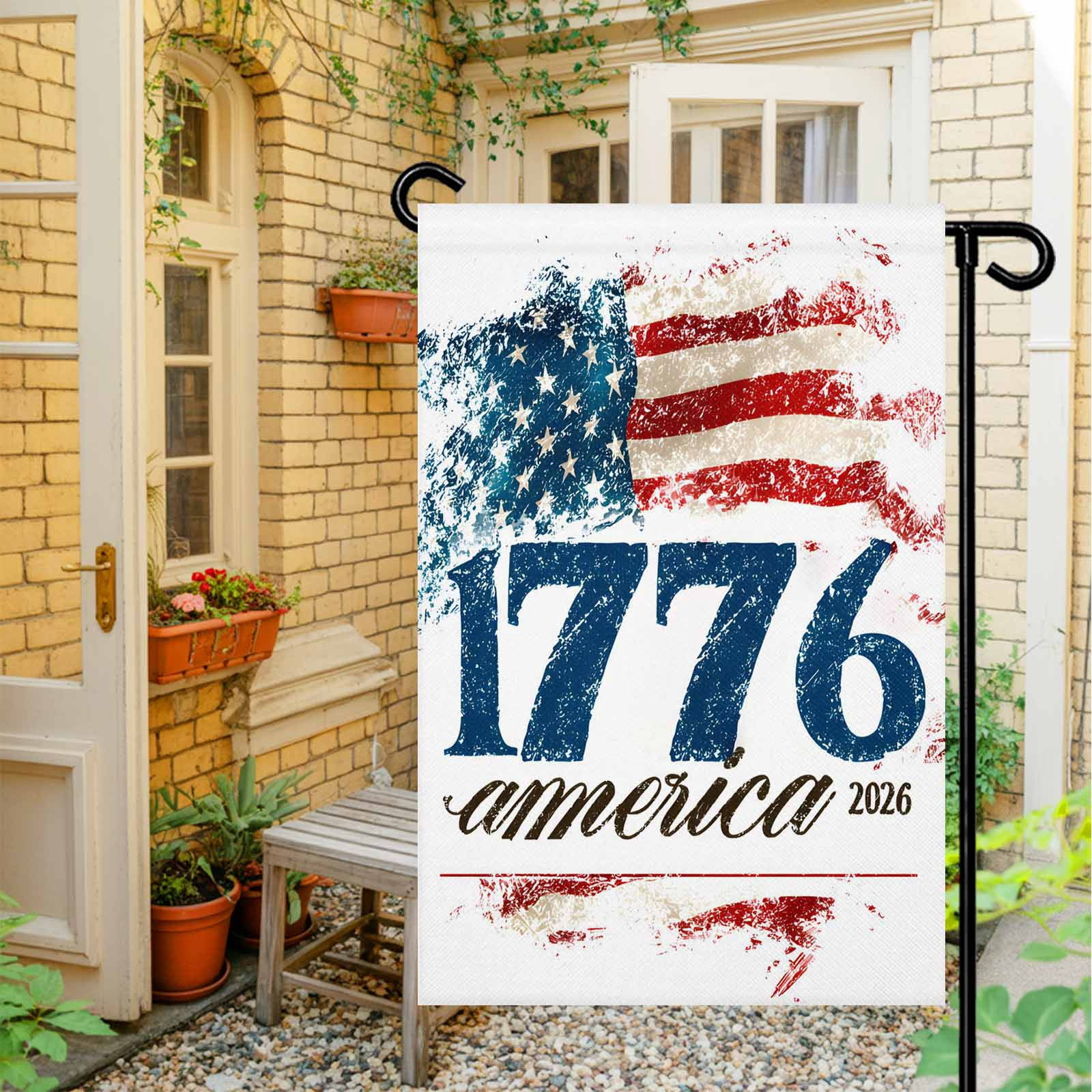4th of July Garden Flags America1776-2026 Garden Flag Double Sided Welcome Flag Vintage USA Flag Independence Day Yard Flags for Outdoor Lawn Porch Memorial Day Seasonal Holiday Decor 28x40 Inch