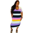 thumbnail image 2 of Women's Plus Size Midi Striped Dress With Pockets, 2 of 6
