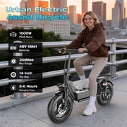 1000W Peak Motor Electric Scooter for Adults, 25MPH Top Speed, 35 Miles Max Range, 48V 15Ah Battery, E Scooter with Seat, Dual Suspension, 14 Foldable E-Scooter with Rear Box for Cargo