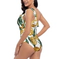 thumbnail image 5 of Yiaed Yellow Tulips Print Women One Piece Swimsuits Tummy Control One Shoulder Bathing Suits Pattern Ruffle Swimwear-Small, 5 of 8