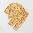 thumbnail image 6 of SGFCWSX Girls 2 Piece Outfits Kids Graphic Print Button Front Half Sleeve Wide Leg Pants Casual Clothing Sets Yellow Size 4-5 Years, 6 of 6