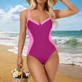 thumbnail image 6 of Mceream Women's Swimsuit Color Blocked Swimsuit Full Hip Coverage Swimsuit Hot Pink L, 6 of 7