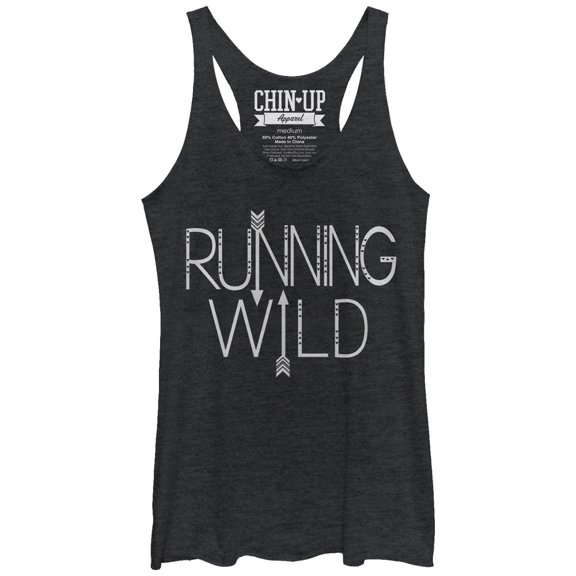 Women's CHIN UP Running Wild  Racerback Tank Top Black Heather Small