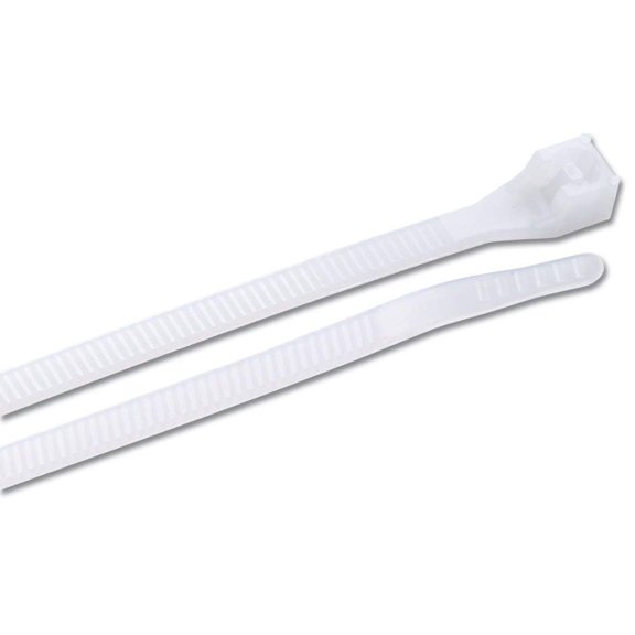 Cable Ties, White Nylon, 11-In., 100-Pk.