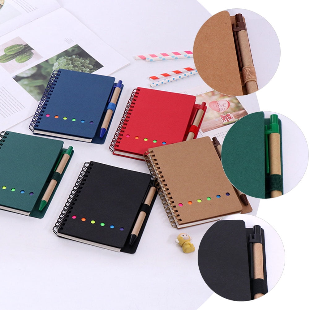 OUNONA Sticky Notebook for Writing with Iron and Cowhide Material Assorted Color 3Pcs