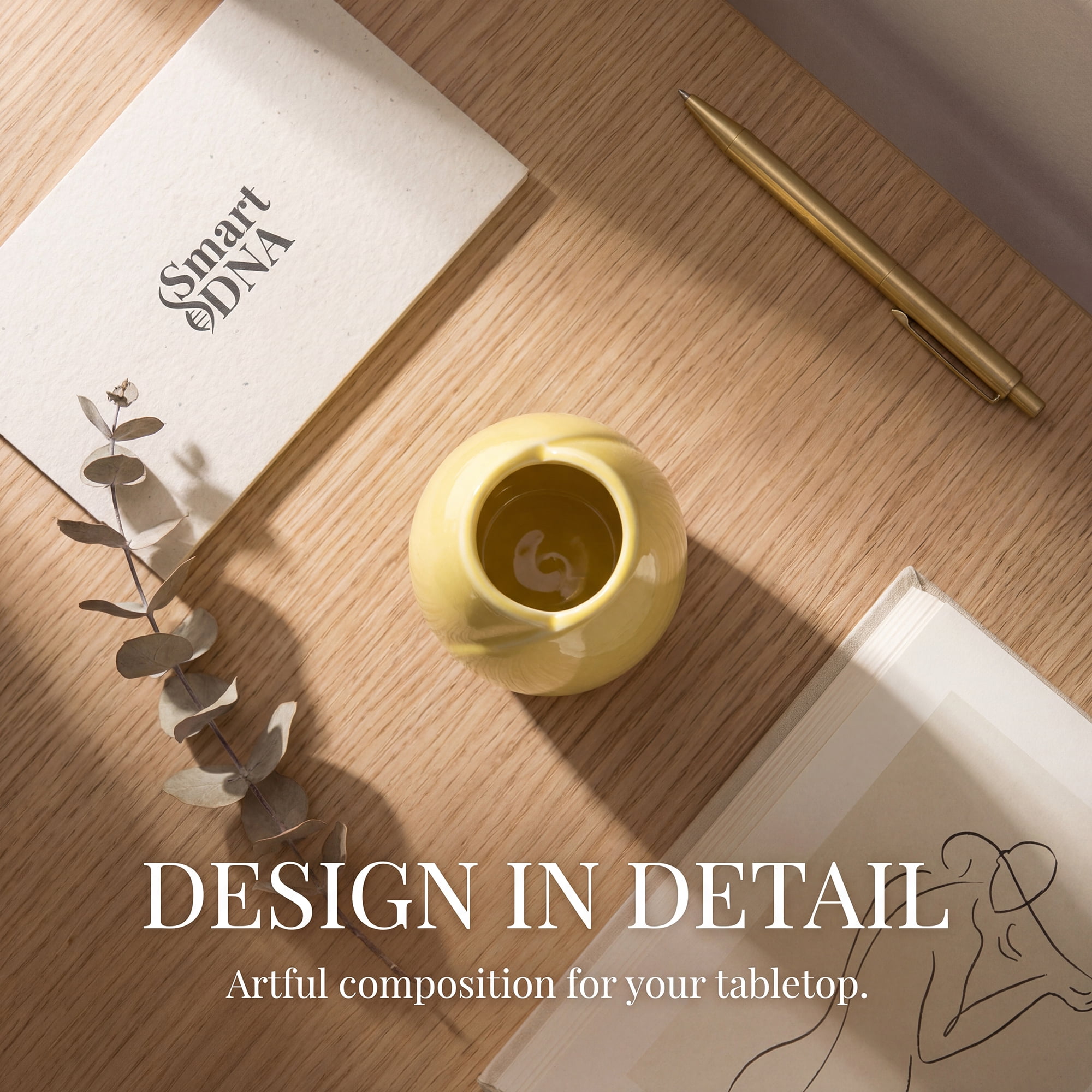 Unique Bargains Modern Matte Ribbed Decorative Flower Vase for Desktop & Bathroom Yellow