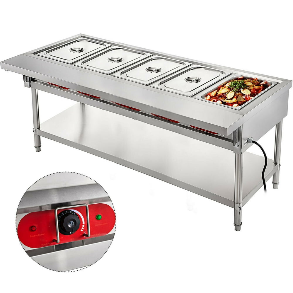 VEVOR Steam Table Food Warmer Buffet 5 Pans Steamer Bain Marie