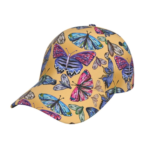 Honeii Butterfly 3 Print Hat, Women's Baseball Hat Unisex Fit, Baseball Cap,Adjustable One Size