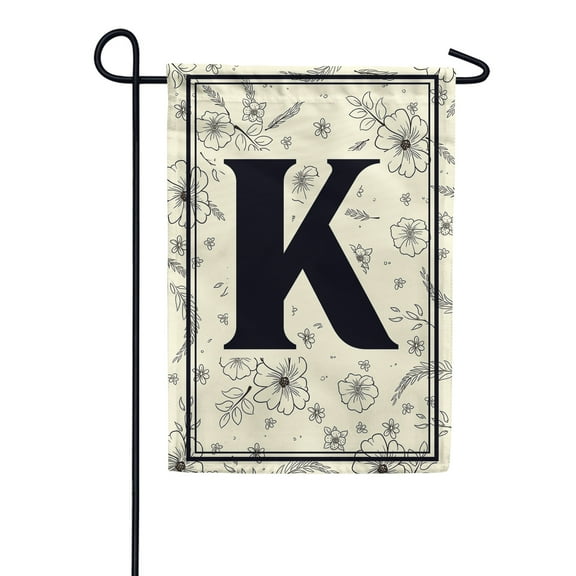America Forever Spring Monogram Garden Flag Letter K 12.5 x 18 inches Double Sided Vertical Outdoor, Yard, Lawn, Beautiful Flowers, Floral Design, Welcome Spring Seasonal Art