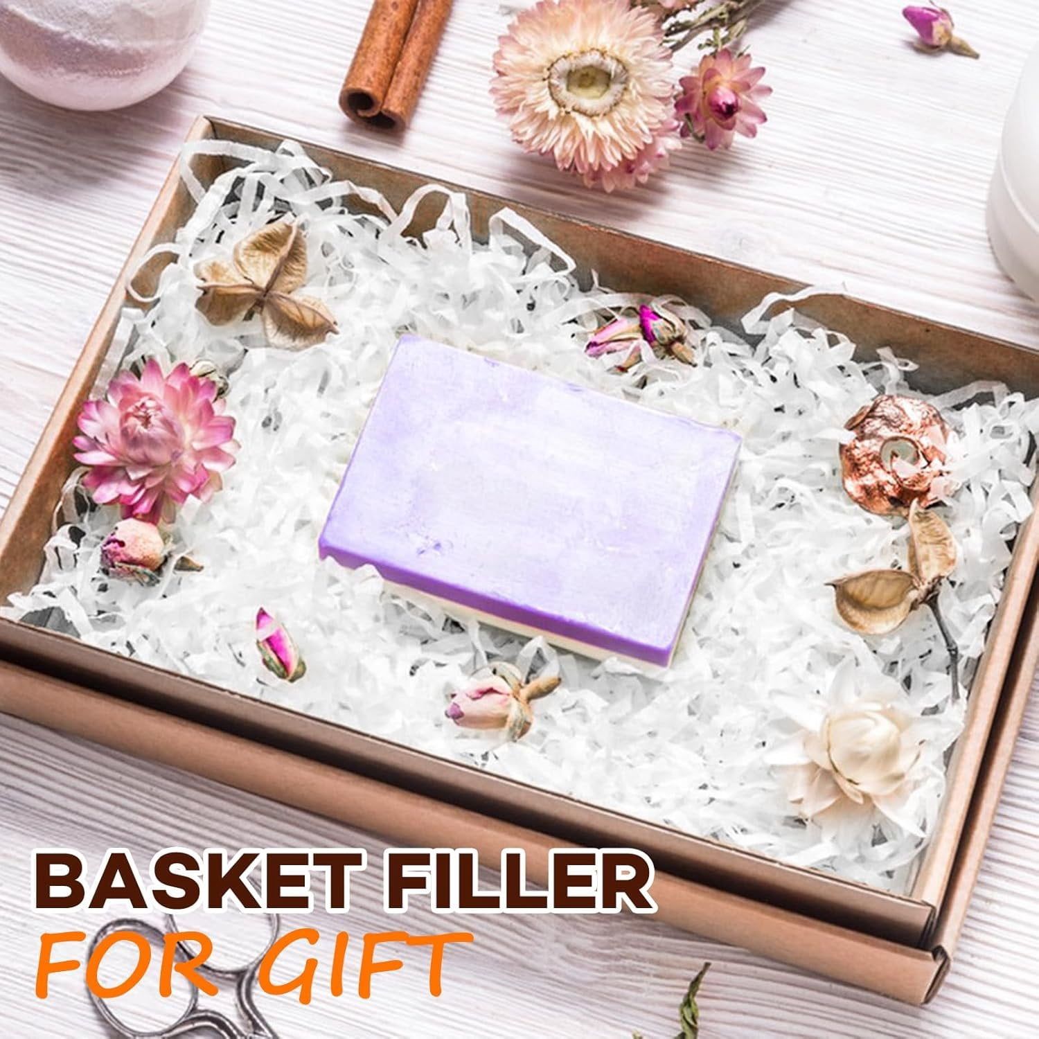 3LB White Crinkle Paper Filler, Cut Shredded Paper for  Baskets Packaging Wrapping Cushion Stuffing Box Confetti Filler for Easter Christmas Wedding Birthday Bridesmaid