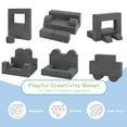 thumbnail image 4 of Kids Sofa Couch 6-Pieces, Multifunctional Play Couch Sofa for Kids, Modular Toddler Couch for Playroom, Gift for Kids, Gray, 4 of 11