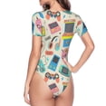 thumbnail image 4 of Balery Playing Video Games Women's Short Sleevee Crew Neck Bodysuit Tops Short Sleeve Tops Basic-Large, 4 of 9
