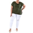 thumbnail image 3 of Wright's Women's Plus Size Draped Front Cowl Neck Short Sleeve Blouse Top, Size 1X-5X, 3 of 7