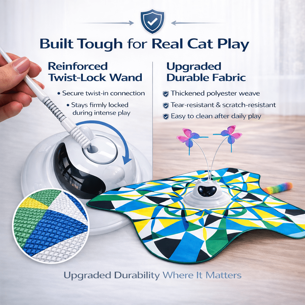 BONROB Automatic Cat Toy for Indoor Cats, Motion Activated Interactive Toy with Spinning Butterfly, Plush Tail, Usb Rechargeable