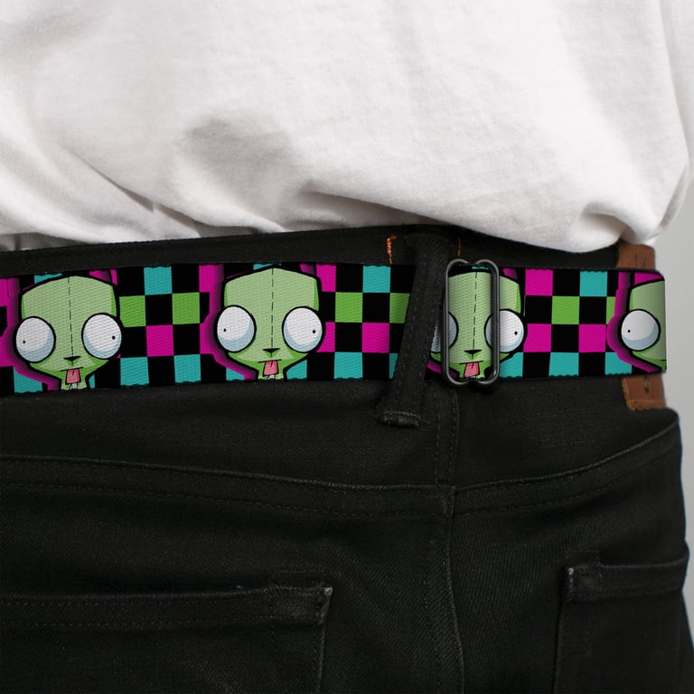 Nickelodeon Belt, Seatbelt Buckle Belt, Invader Zim GIR Face