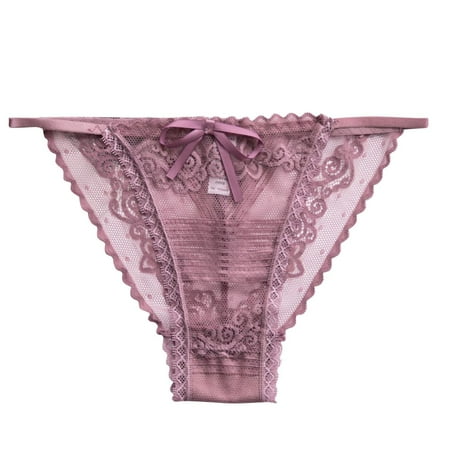 

Tangnade Ladies casual underwear bra New Fashion Lingerie Lace Brief Underpant Sleepwear Underwear Bow G-thong Hot Pink M