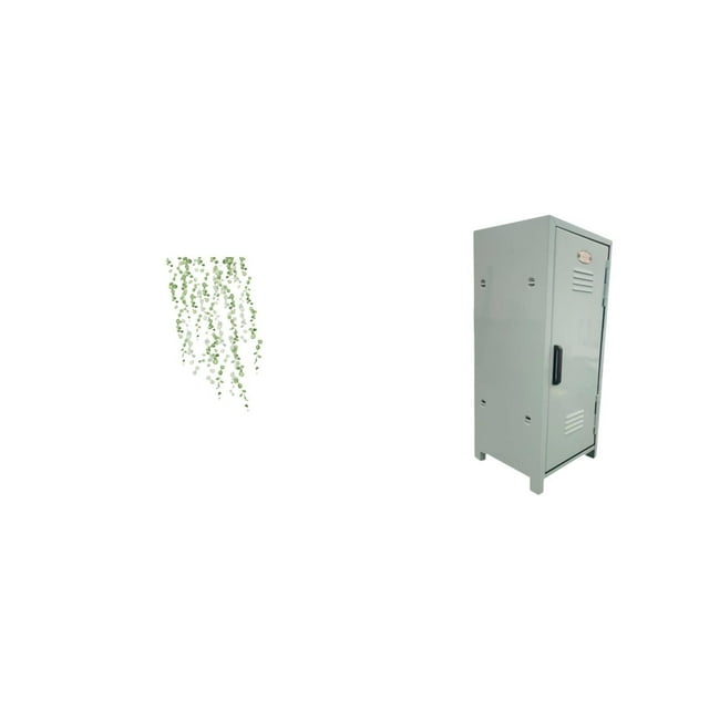 Adhesivo de pared con diseño de enredaderas colgantes y hojas . Mini armario metálico con contenedor de almacenamiento de PVC. Ideal para dormit