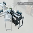 thumbnail image 4 of VIVO Black Swivel Out Sofa Table, Mobile Laptop Desk Cart with 3-Tier Shelving, 4 of 8