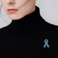 thumbnail image 2 of Blue Ribbon Brooch Ovarian Cancer Awareness Pin Hope Lapel Buttons Badges Metal Alloy Enamel Blue Ribbon Pin, 2 of 13