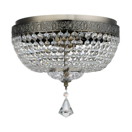 Cal Royal Antique Brass - Royal Designs Clear K9 Quality Elegant Antique Brass Round Josette Crystal Ceiling Flush Mount -2 Lights (FM-5006-12-PB)