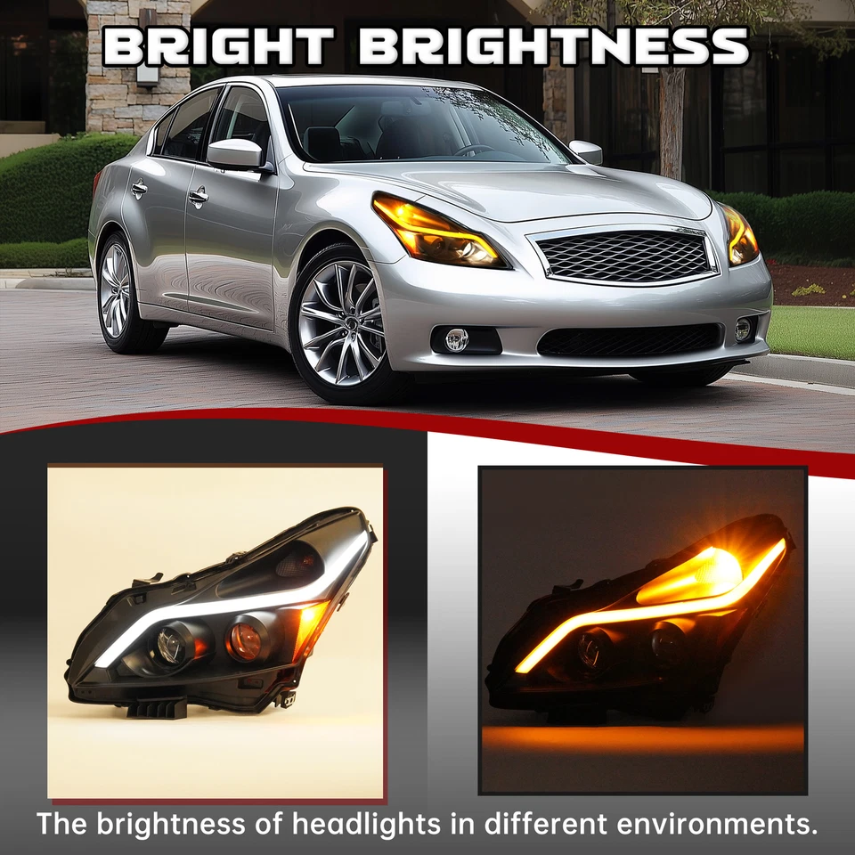 Kojem Smoked LED Projector Headlights for Infiniti G37/G25/Q40 Sedan 4-Door 2010-2015
